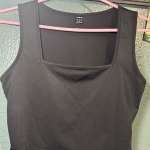 Black Square Neck Tank Top